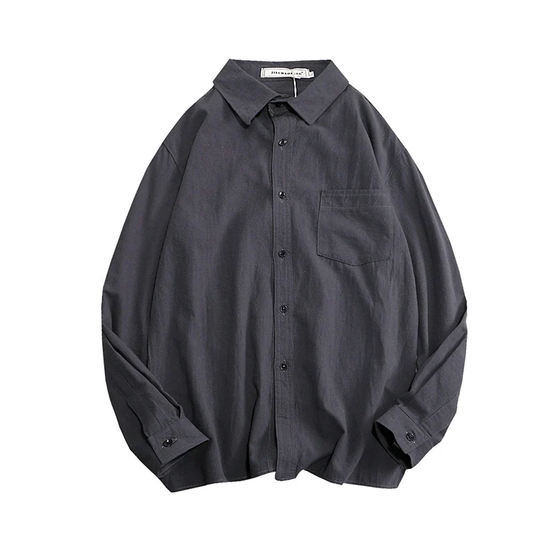 

Men Shirts Solid Cargo Mens Tops Male Outwear Simple All-match Japanese Style Harajuku Trendy Ulzzang Loose Chic Casual Teens BF