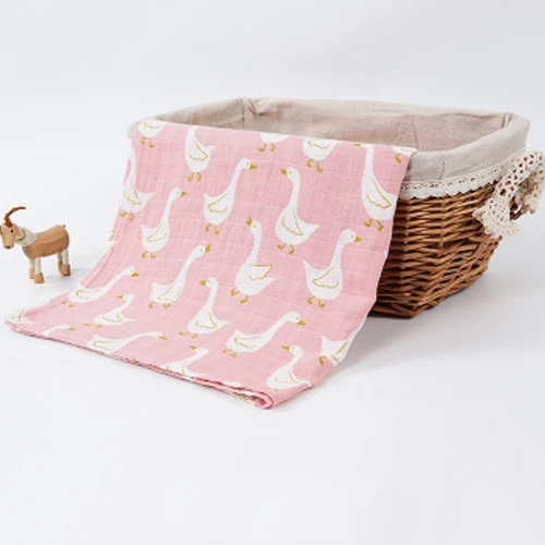Cotton Baby Blankets Newborn Soft Organic Cotton Baby Blanket Muslin Swaddle Wrap Feeding Burp Cloth Towel Scarf Baby Stuff - Цвет: Swan