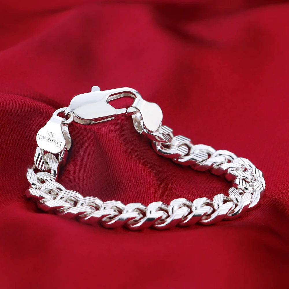 Браслет мужской из серебра 925 пробы 10 мм в стиле хип хоп|bracelet silver sterling 925|sterling boxsilver