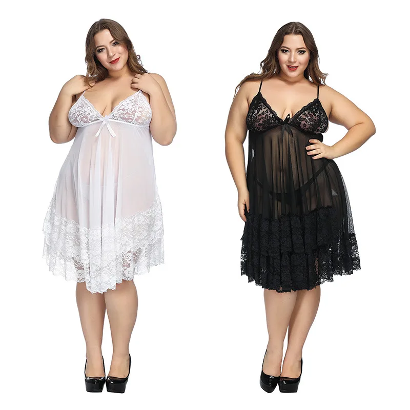 

Plus Size 9xl Lingerie Sleepwear White Night Gown Lingerie Ladies Sexy Lace Babydolls Sleepwear Womens Sling Homewear