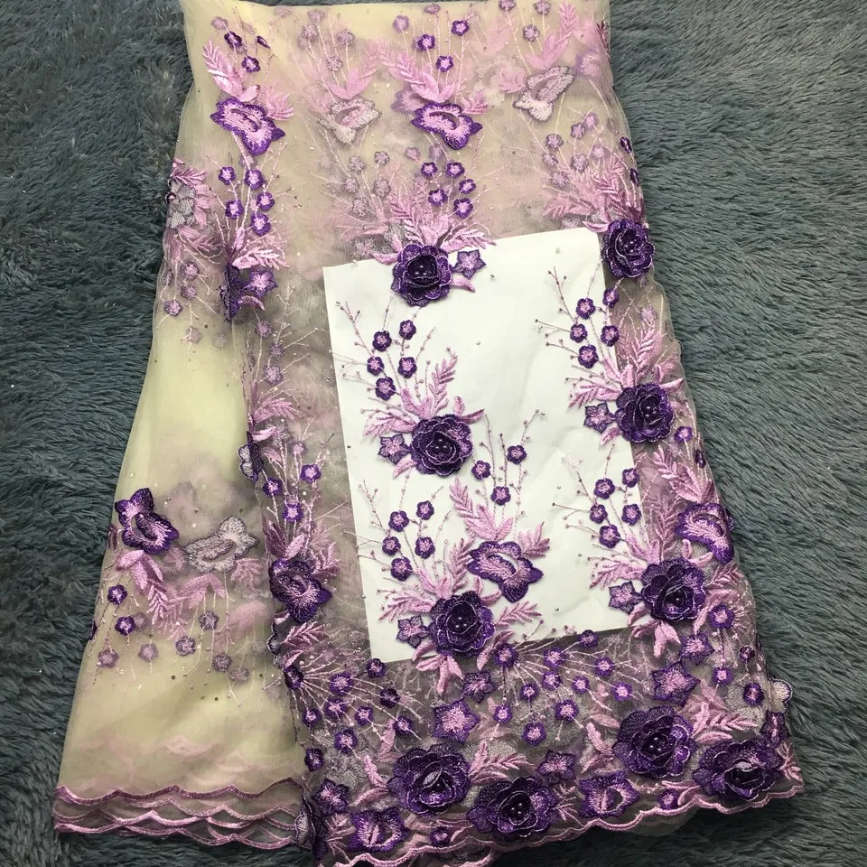 High Quality 2021 3D Applique Nigerian Lace Fabrics Tulle Beaded African Fabric Guipure Embroidered French M23602 | Дом и сад