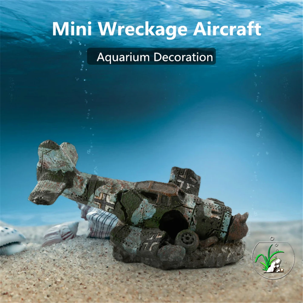Аквариум разрушенный самолет украшения аквариума смолы экологически чистые для