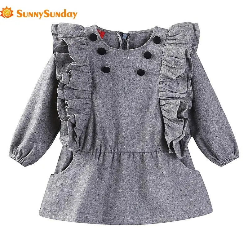 Распродажа 2017 цельное однотонное Новое Стильное платье в стиле преппи для