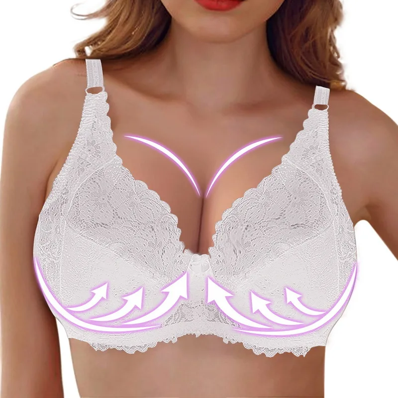 

Womens Floral Lace Bras Perspective Underwire Bra Sexy Lingerie Plus Size Bralette Large Cup 38-46
