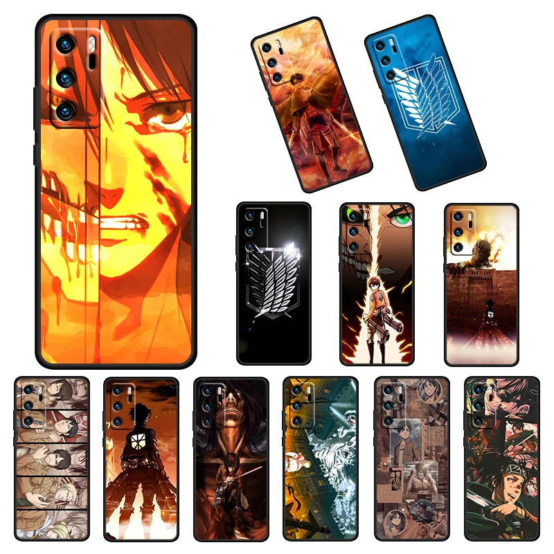 

Anime Attack On Titan For Huawei P50 40 30 20 10 9 Lite E Mini Pro 5G 2017 2019 Soft Silicone Black Cover Phone Case
