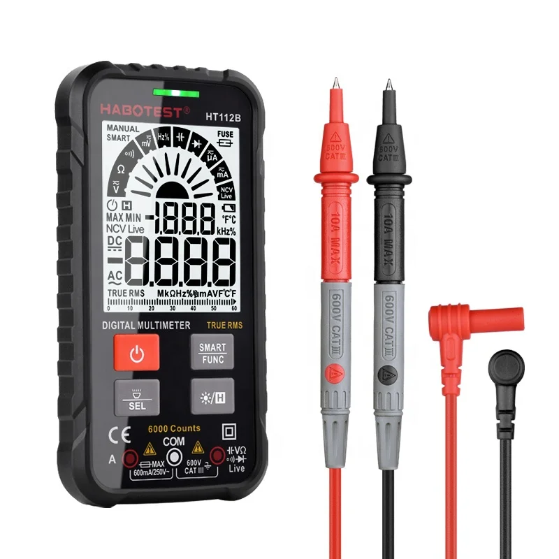 

Habotest HT112B DMM Smart Digital Multimeter DC AC voltage Current Electrician tool Tester Large LCD Bar graph display