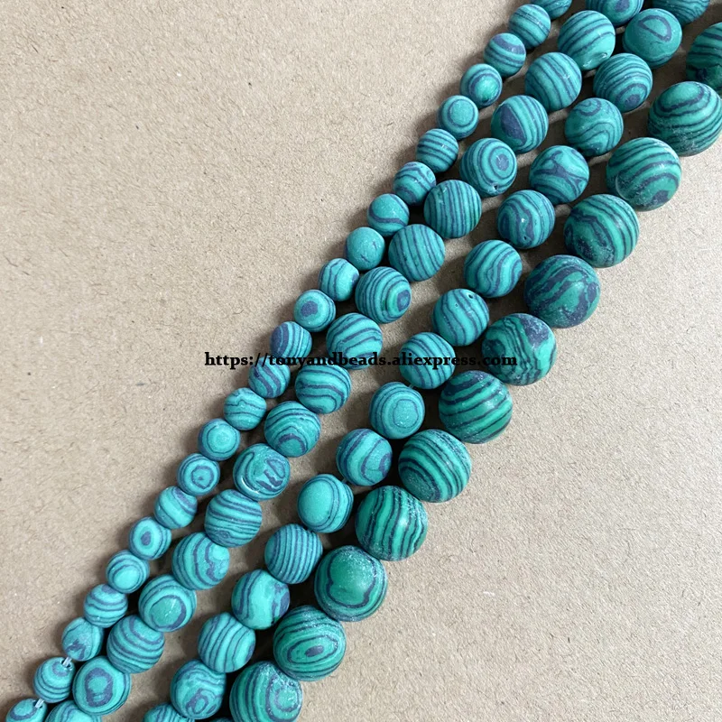

Synthetic Stone Matte Green Malachite Round Loose Beads 15" Strand 4 6 8 10 12MM Pick Size For Jewelry Making DIY
