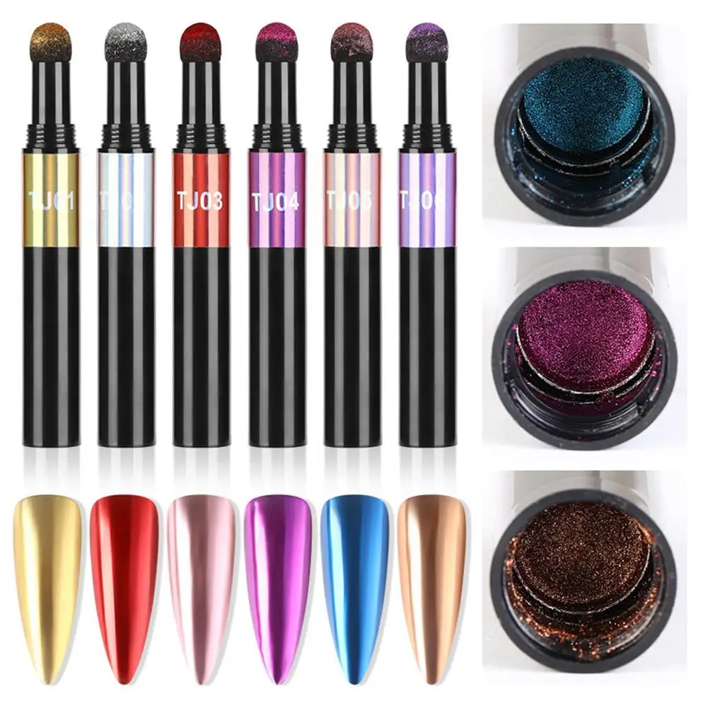 Блестящий зеркальный порошок для дизайна ногтей воздушная подушка волшебная