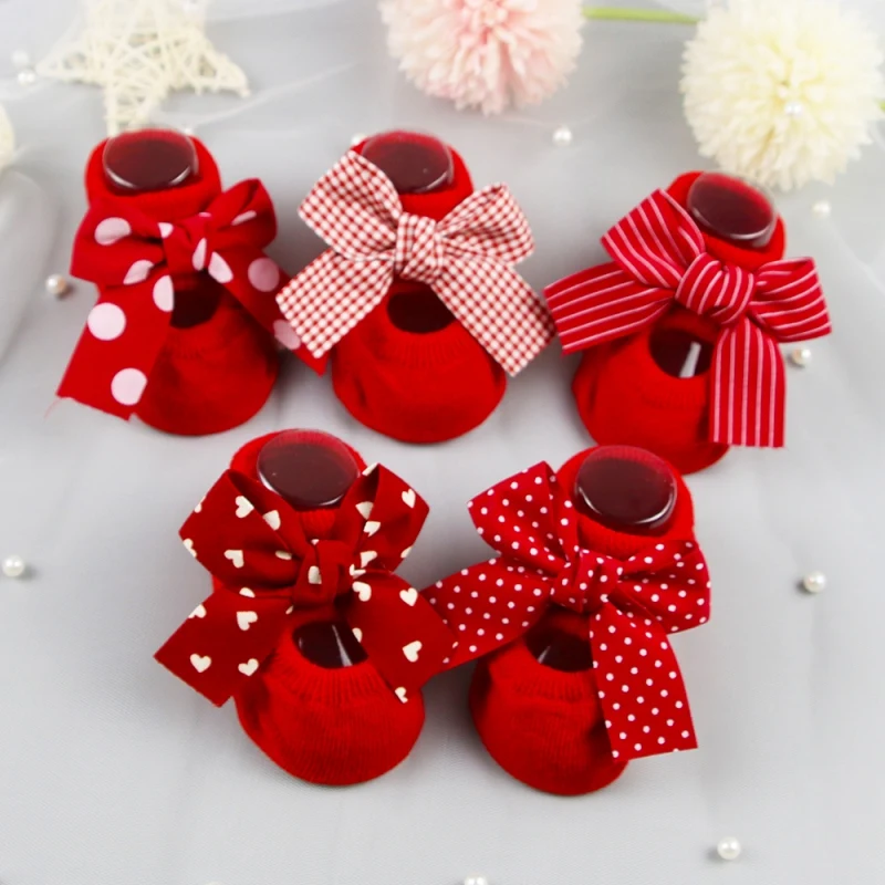 

Infant Baby Socks With Bowknot HeadbandCotton Anti-Slip Bow toddler Girl Socks Kids Floor Socks Spring Girls Gift 2PCS