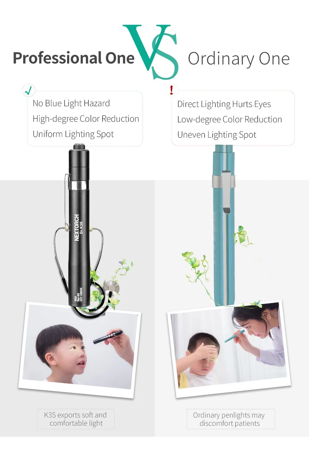 Профессиональная Медицинская ручка NEXTORCH легкий корпус с зажимом для врачей