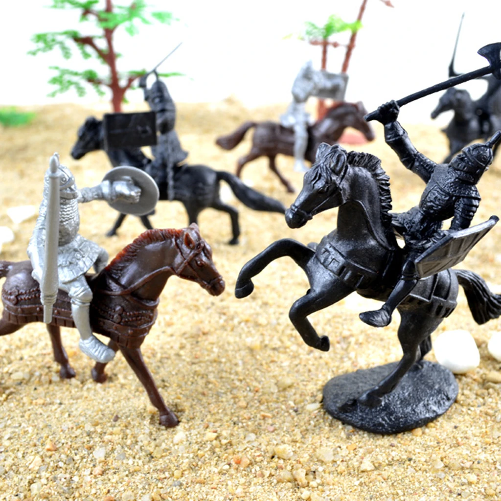 

28x Medieval Figures Knight & Horses Toys Set Warriors Soldiers