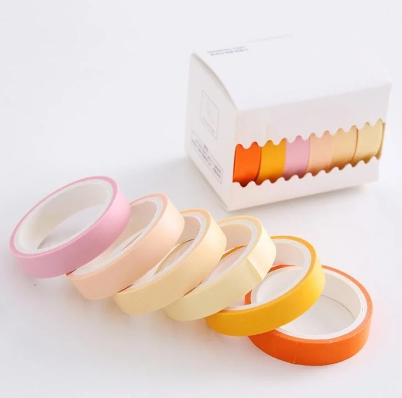 6pcs/set Decorative Washi Tape Set Stickers Scrapbooking Cute Stationery School Supplies | Канцтовары для офиса и дома