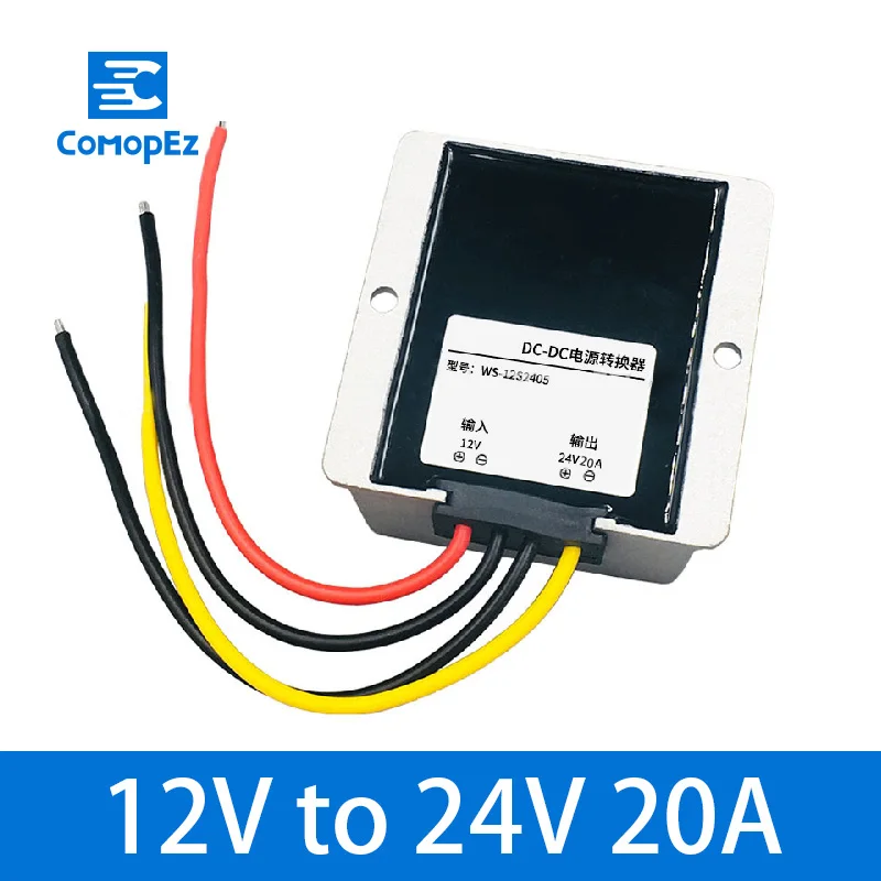 12 V-24 V 5A Водонепроницаемый DC преобразователь Step Up импульсный повышающий стабилизатор 9-20V переменный 24 V автомобиль Повышающий Модуль источника питания трансформатор - Цвет: 12V to 24V 20A