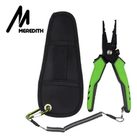 meredith fishing aluminum fishing pliers hook remover braid line cutting and split ring with coiled lanyard and sheath
