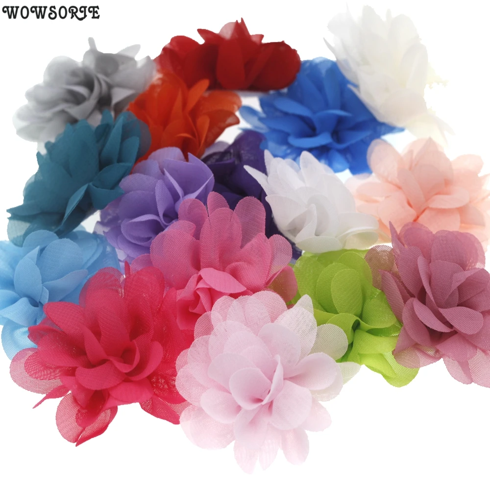 Детские шифоновые мини цветы 5 см без оголовья свадебные аксессуары для волос