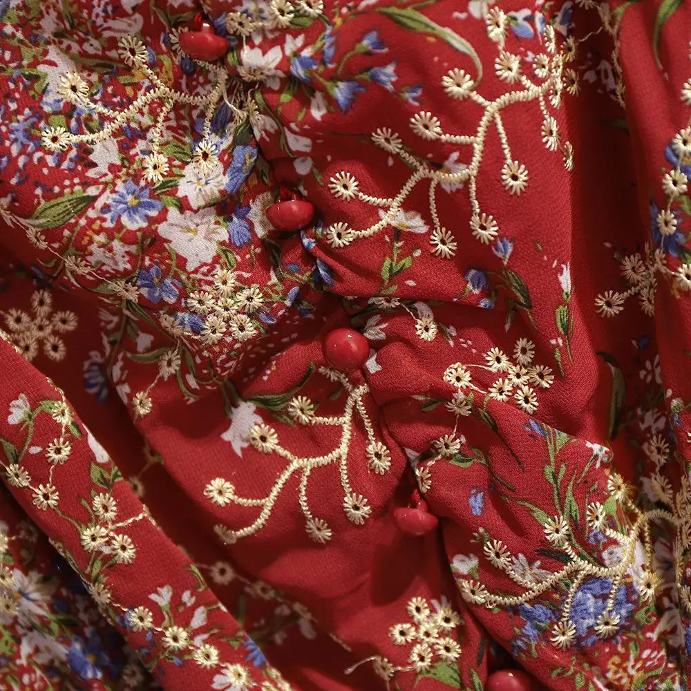 

CACNCUT 2020 Large Size Floral Embroidery Summer Dress Women Casual V Neck Office Dress 5XL 6XL Plus Size Vintage Party Vestidos