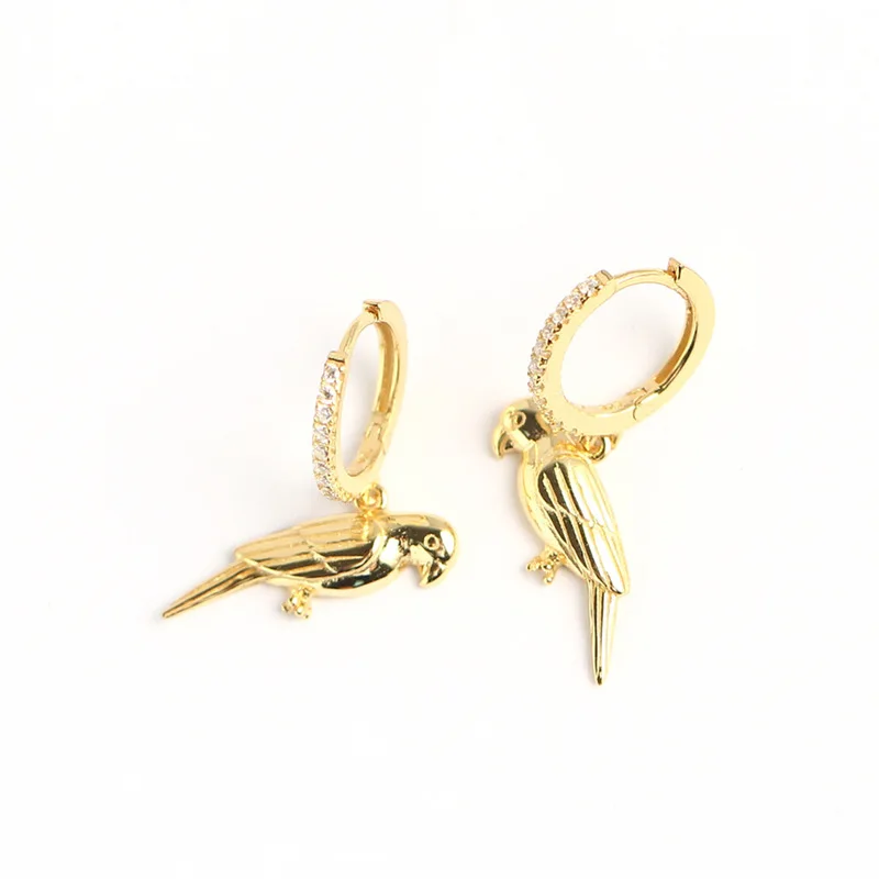 Женские серьги-Клипсы из чистого серебра 925 пробы комплект шнека попугая птицы