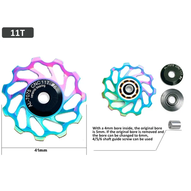 

2pcs Bike Rear Dial Guide Wheel 11T 13T Aluminum alloy Mountain Road Bike Guide wheel Ceramic Bearing Jockey Wheel Accessories