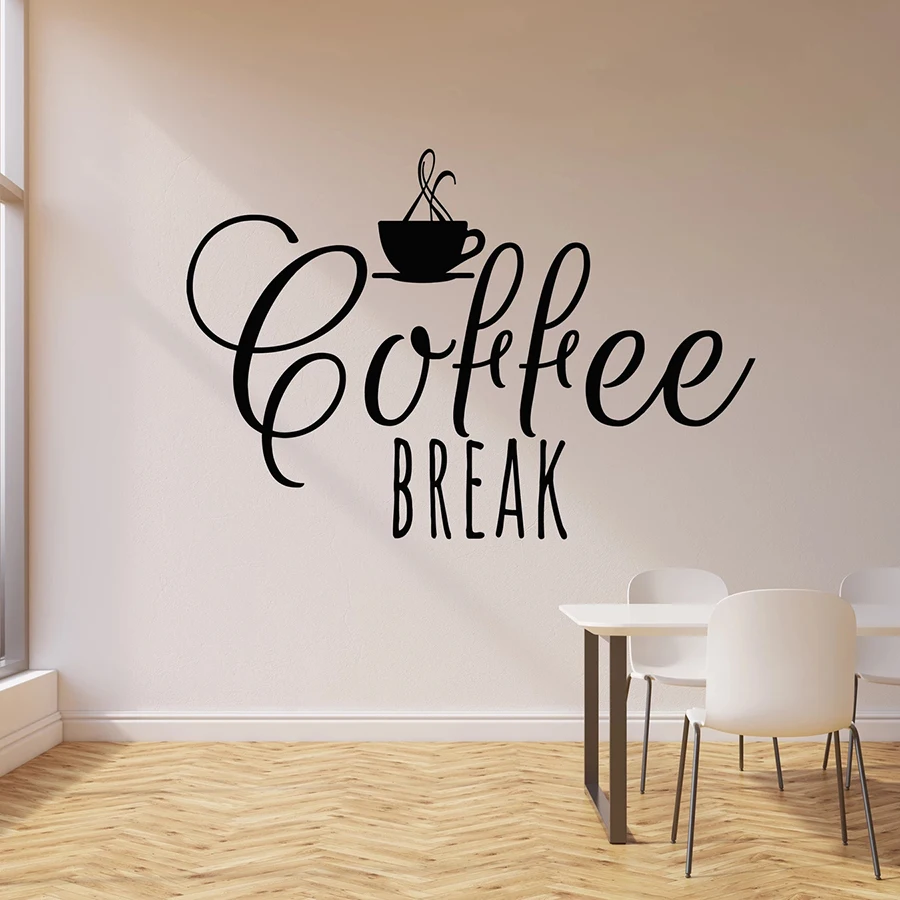 

Wall Decal Drink Coffee Break Room Cup Cafe Bar Kitchen Interior Decor Vinyl Window Stickers Art Lettering Mural Removable M197