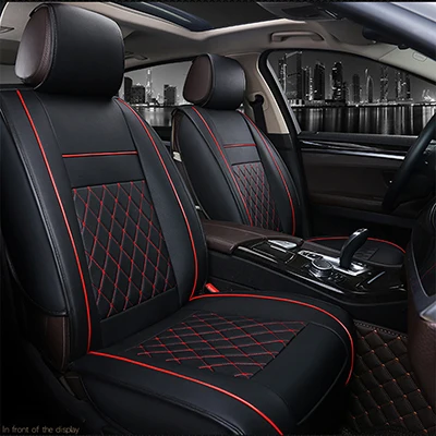 black red Универсальный кожаный чехол для автомобильного сиденья для hyundai getz tucson solaris creta kona lantra i40 santa fe elantra terracan все модели - Название цвета: black red