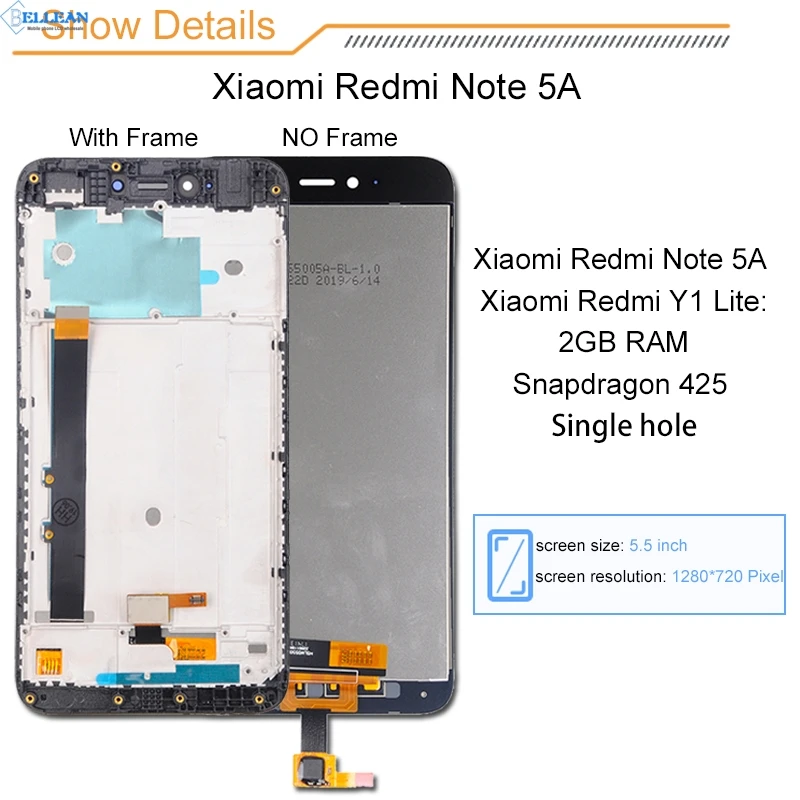 Dinamico для Xiaomi Redmi Примечание 5A Prime lcd Y1 дисплей кодирующий преобразователь сенсорного экрана в сборе Note 5A lcd Y1 Lite дисплей с рамкой