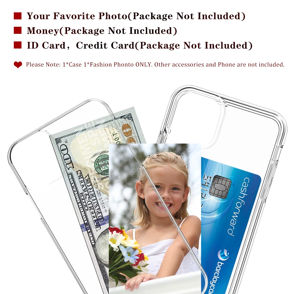 Прозрачный чехол-держатель для фотографий iPhone 11 Pro Max мягкий силиконовый чехол из