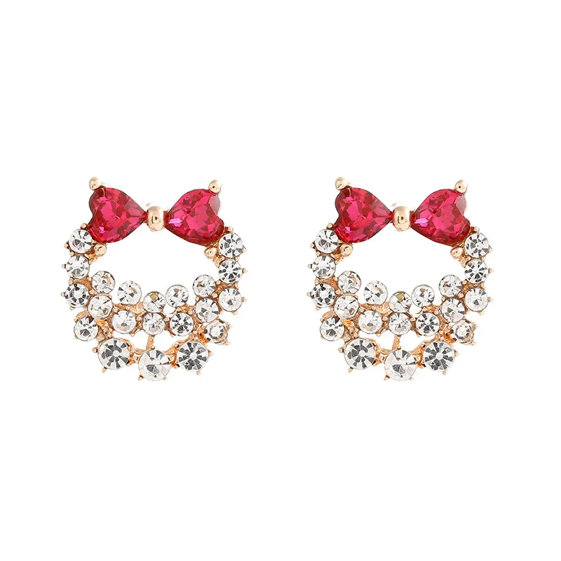

Creative earrings inlaid with rhinestone bowknot earrings temperament simple earrings cute trend earrings for women