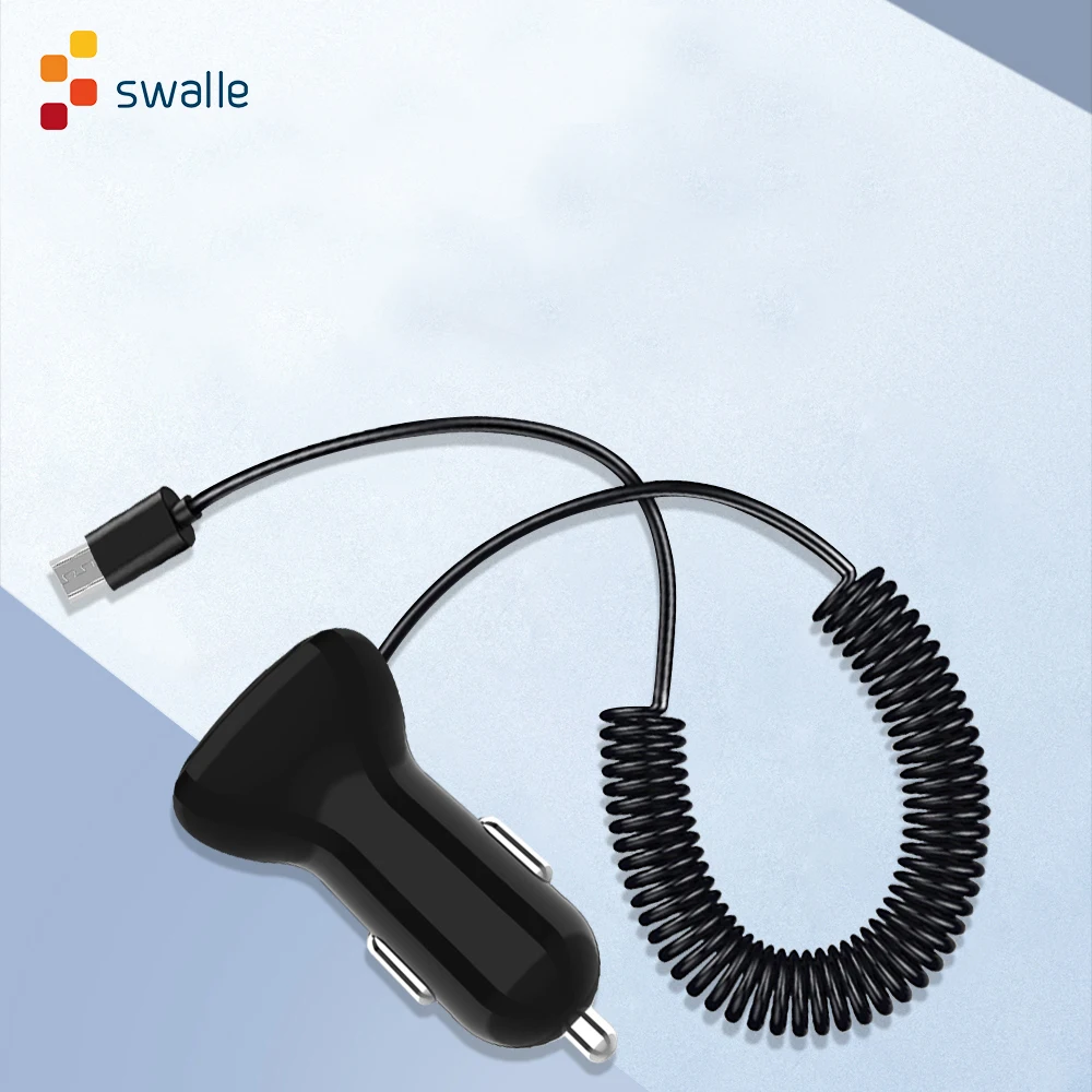 Автомобильное зарядное устройство Swalle с usb кабелем 2 А мини адаптер для зарядки