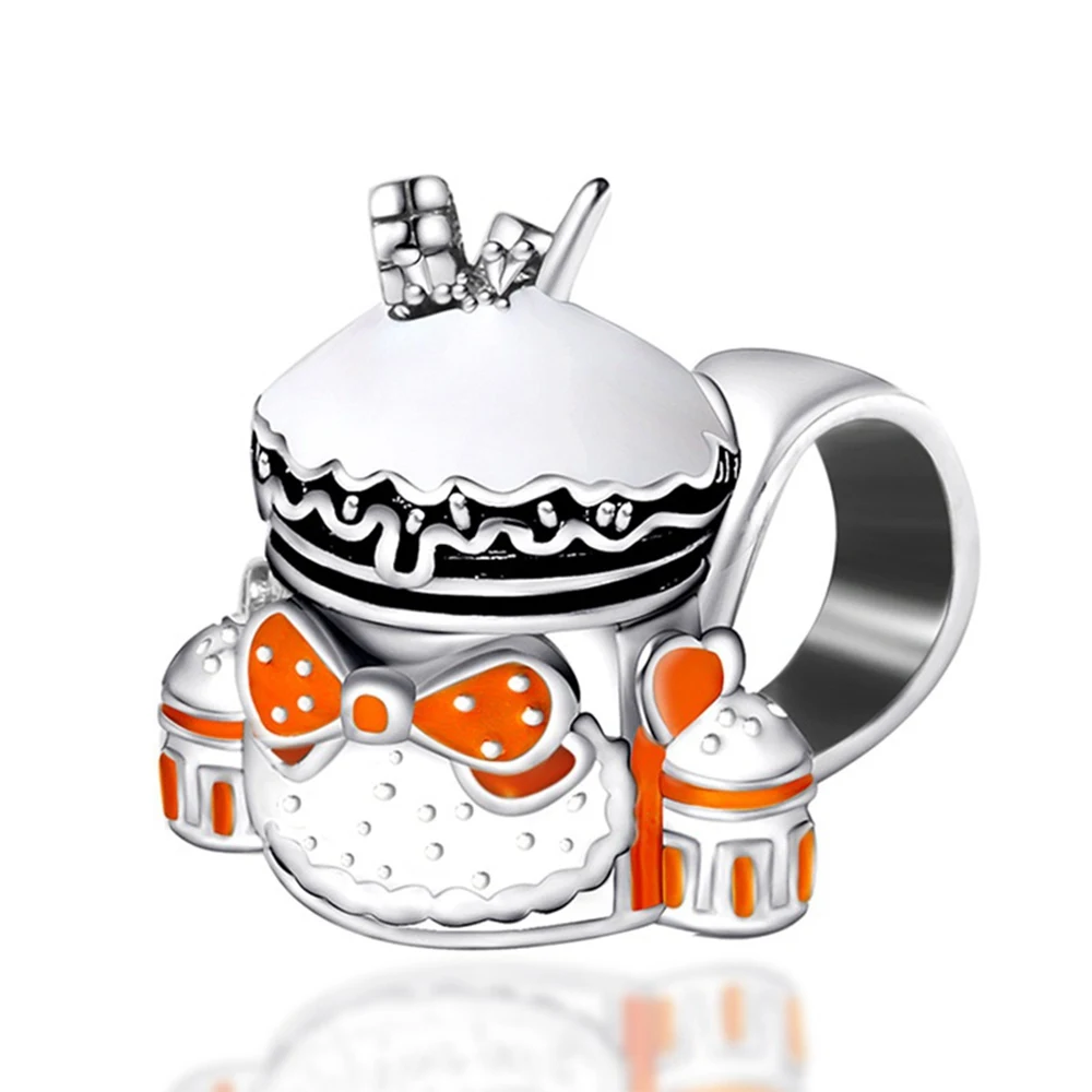 

New S925 Sterling Silver Drop Glue Cute Cartoon Schoolbag Diy Bracelet Loose Charms Beads Accessories New Designs