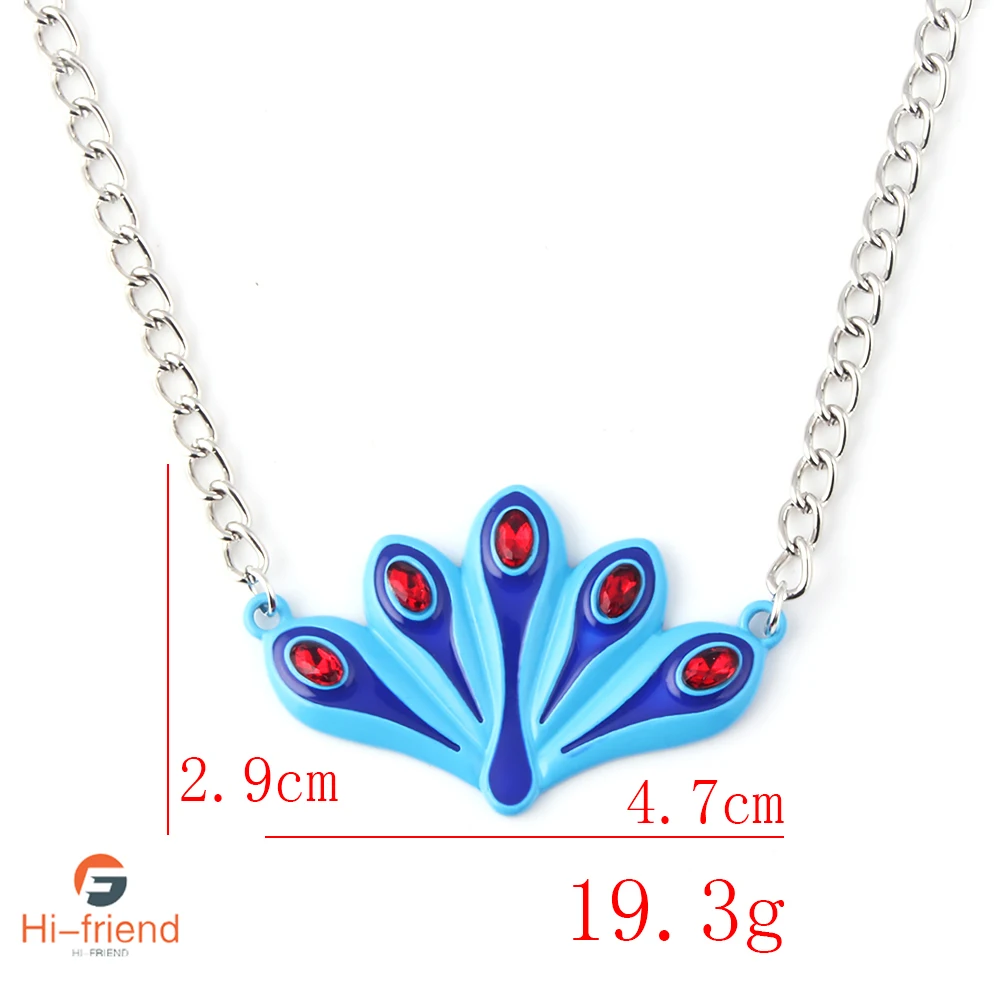 

Anime Peacock Dusu Cartoon Necklace Women Blue Enamel Red Crystal Pendant Necklace Cosplay Props Jewelry Accessories