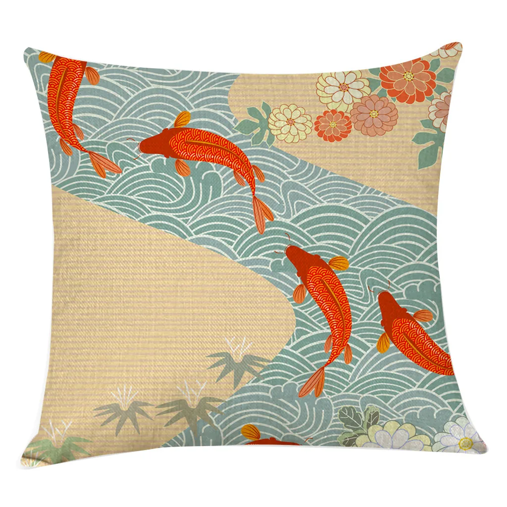 Наволочка из хлопка и льна в японском стиле наволочка для дивана серии рыба