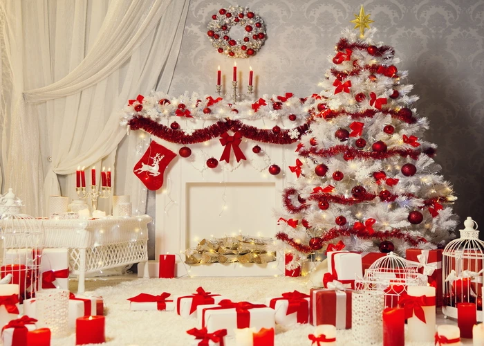 

Christmas Fireplace Backdrop for Photography Baby Shower Birthday Party Xmas Holiday Decoration Background Photo Shoot Props