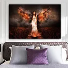 Плакаты и принты, Настенная живопись на холсте, холст, ангелы, женщины, огненное крыло, настенные картины для гостиной, Куадрос, домашний декор
