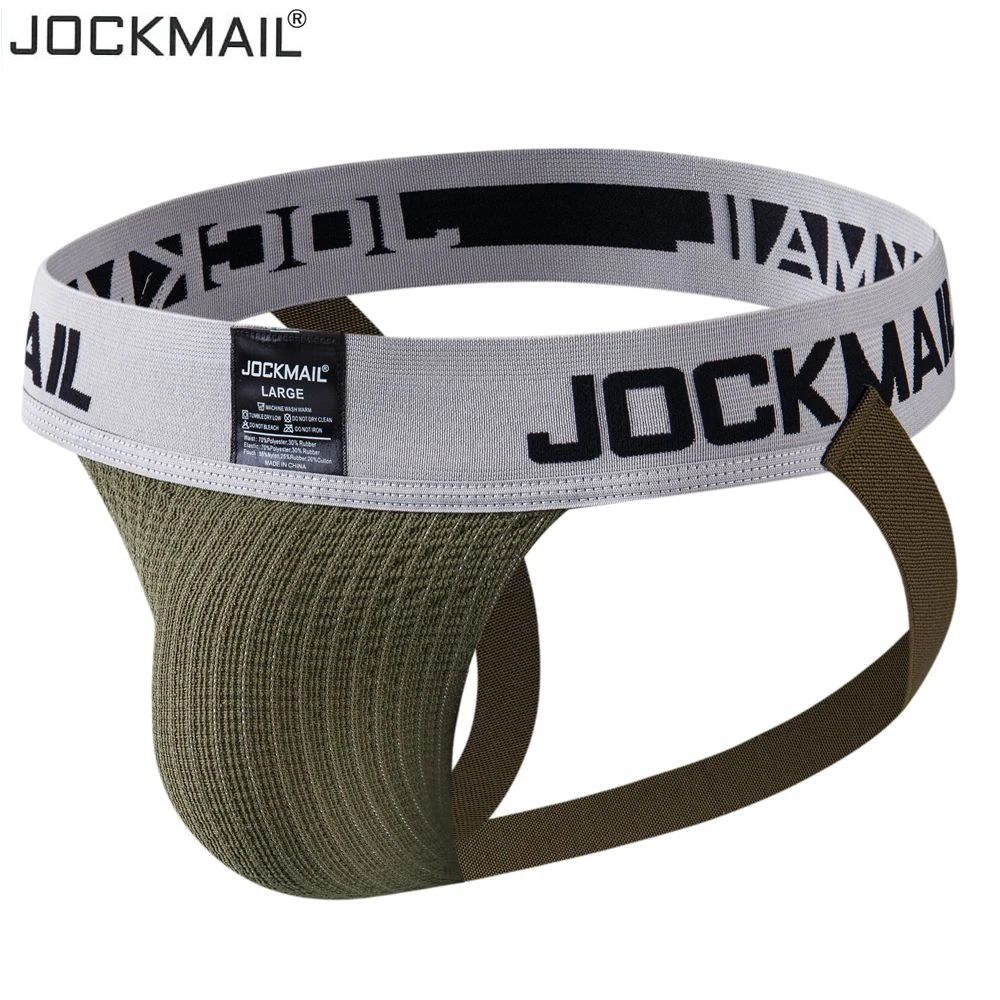 JOCKMAIL Men's Jockstrap Athletic Supporter Underwear Gym Workout Strap Brief Stretch Mesh Pouch Sexy Gay G String Thong Gay