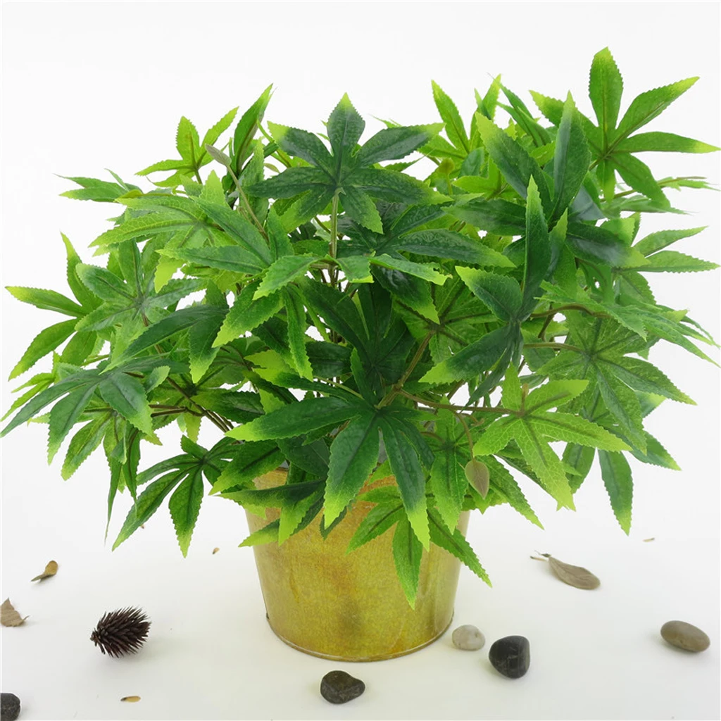 

1 Branch Long Stem Green Maples Potted Plants Artificial Maple Leaves for Weddings, Events and Holidays Decorating