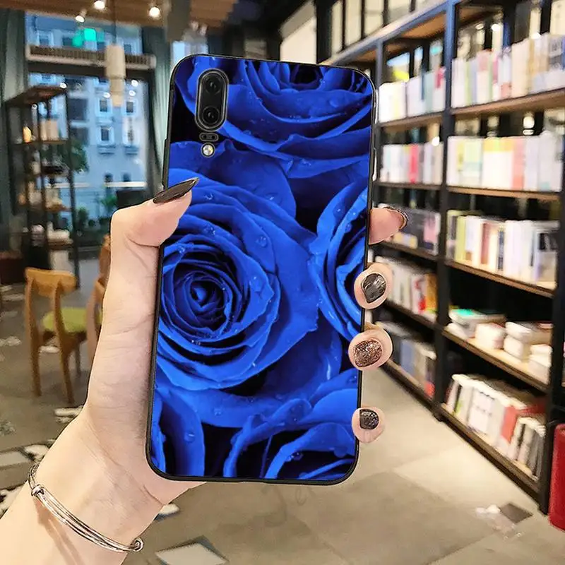 

Blue rose art pattern luxury design Phone Case shell For Huawei honor Mate P 10 20 30 40 Pro 10i 9 10 20 8 x Lite