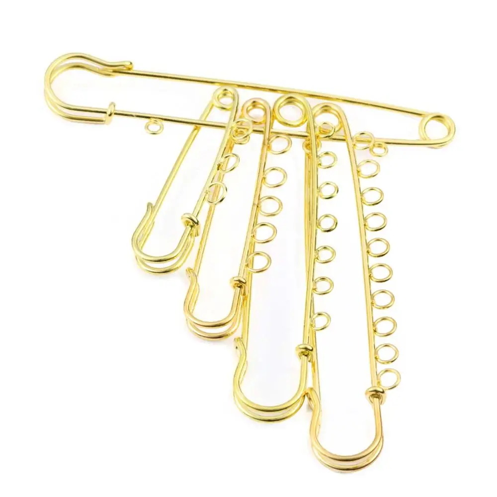 XINYAO 30 60 80 90mm Rhinestone Gold Color Safety Brooch Pins With Loops Fitting Brooch For Women Base Jewelry Making Supplies