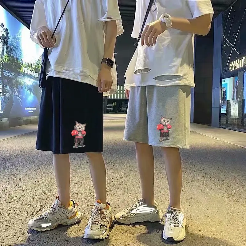 

Men's Hip-hop Casual Shorts Drawstring Funny Cat Print Home Shorts Men's Loose Goku Print Shorts Bermuda Beach Short Large Size