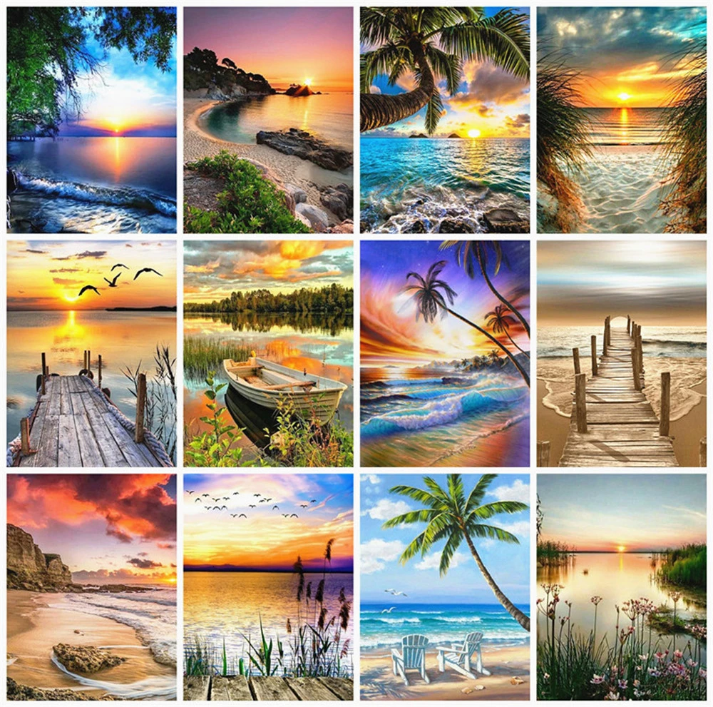 Полноразмерная алмазная живопись 5D Водопад вышивка своими руками мозаика