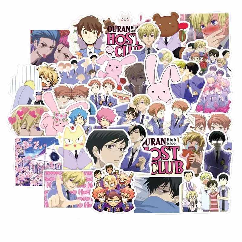 Pegatina de Anime Ouran High School, adhesivo de Anime cl&aacute;sico japon&eacute;s, calcoman&iacute;as impermeables, pegatina para monopat&iacute;n, maleta para port&aacute;til, 50 Uds.-0