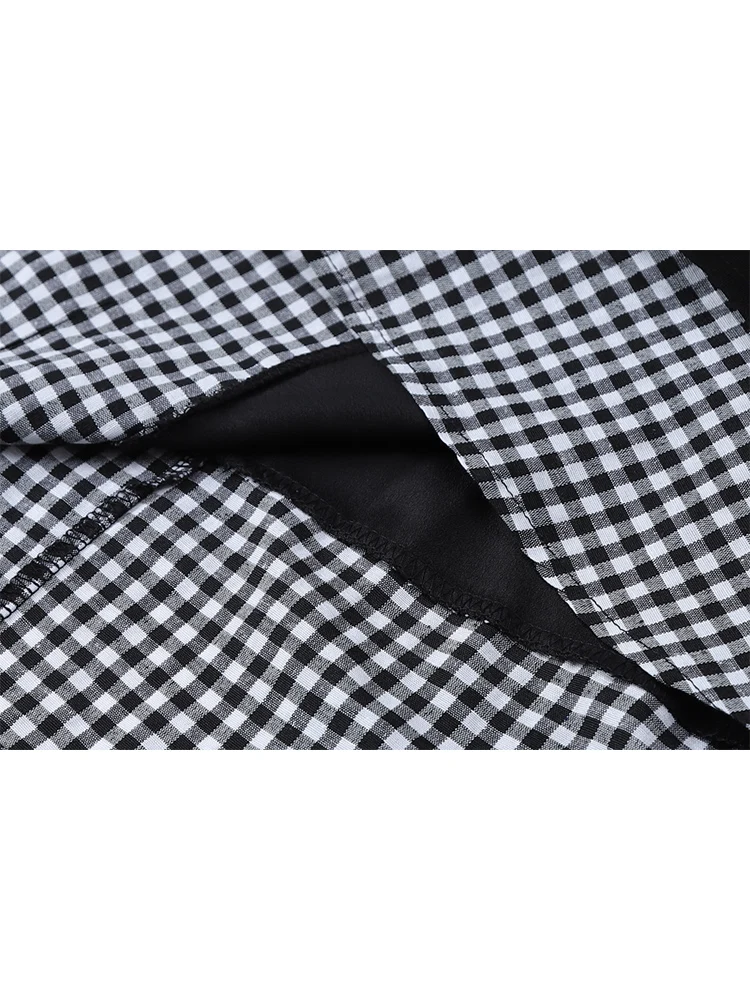 Женская винтажная длинная юбка в клетку составного кроя Y2K осенняя универсальная