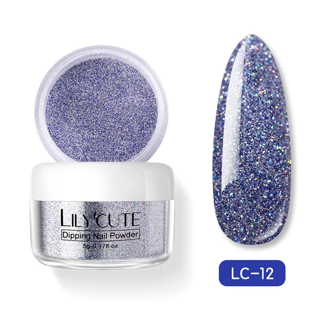 LC 12 LILYCUTE Dipping порошок для ногтей градиентный цвет ногтей Dip порошок для ногтей украшения для ногтей Блеск порошок погружение блестящие украшения - Цвет: LC 12