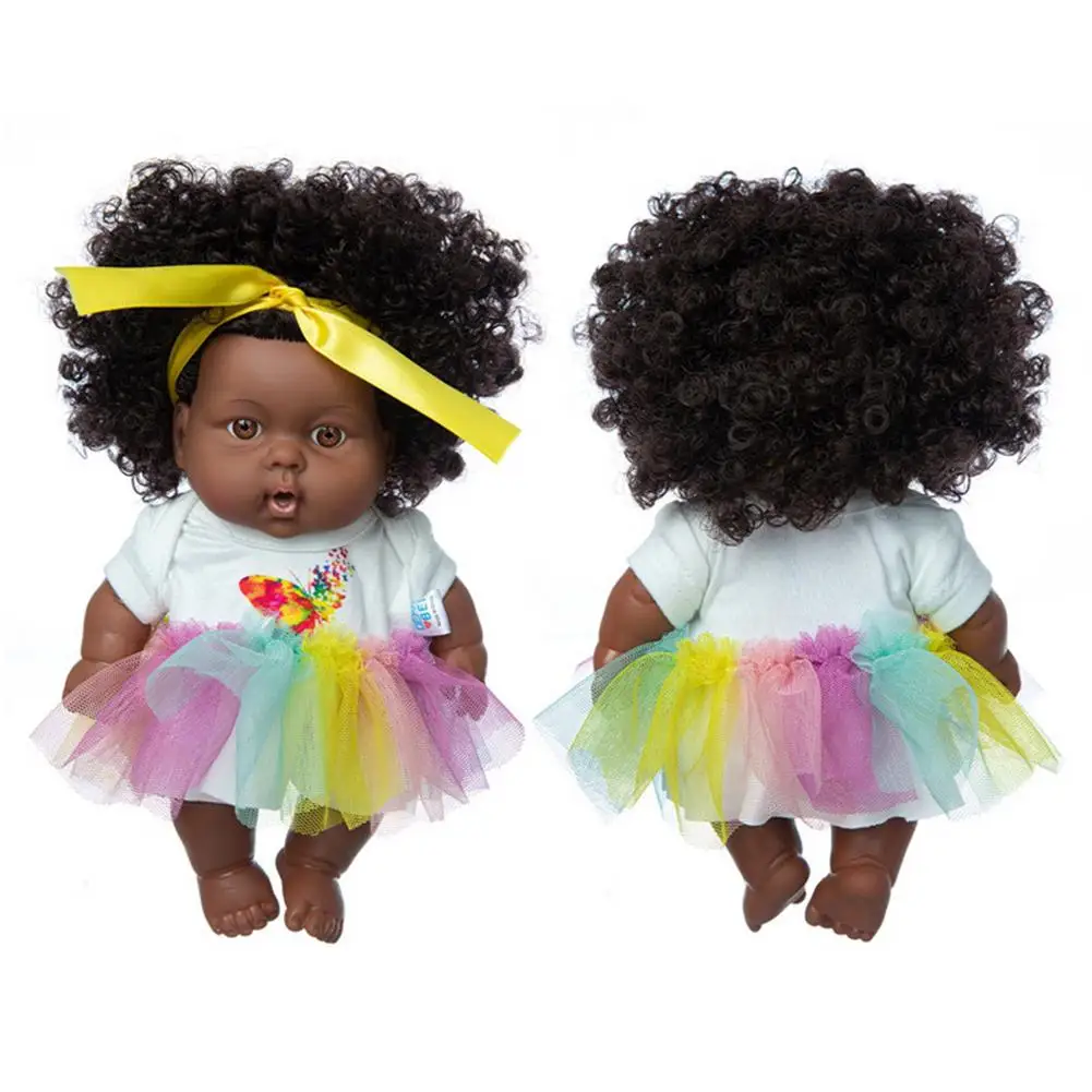 

Афроамериканская кукла, 8 дюймов, черная моющаяся кукла-младенец, модная Кукла-симулятор с аксессуарами для кукол, моющаяся Реалистичная ку...