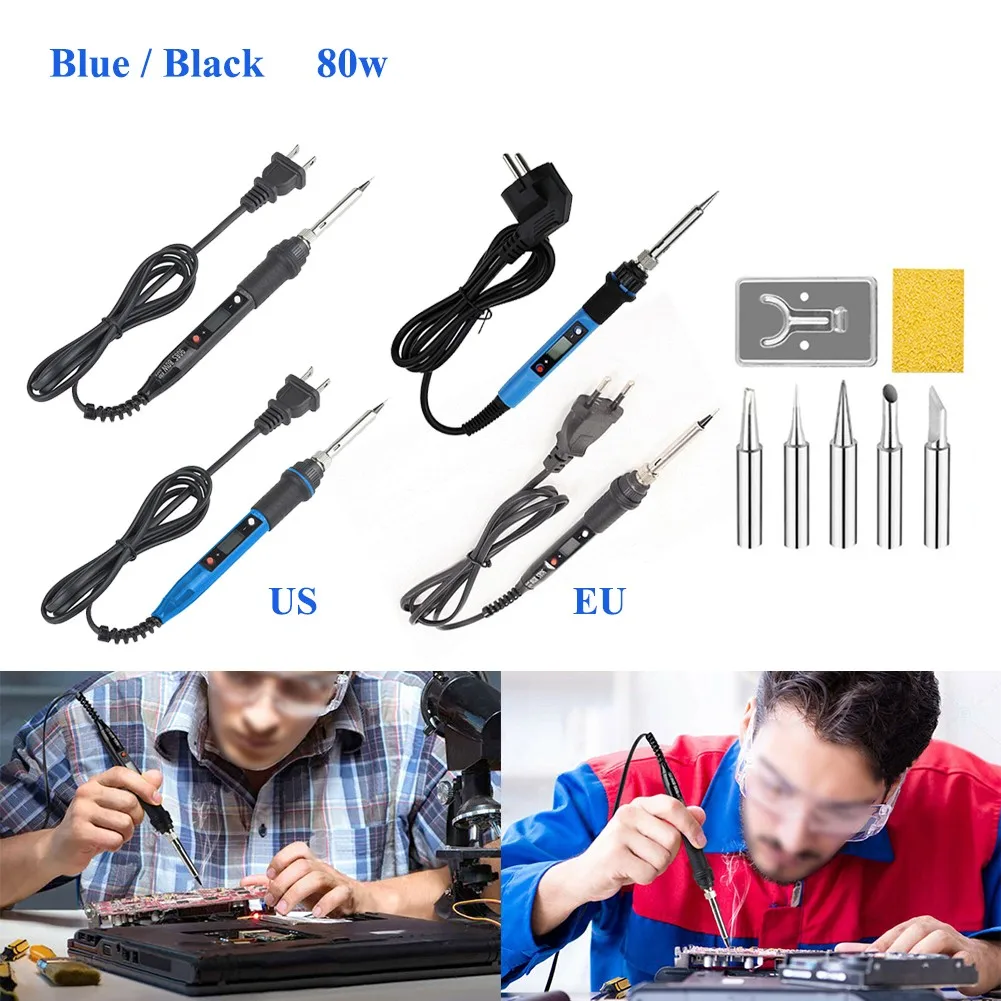 

80W Digital Electric Soldering Iron Kit Set Temperature Adjustable 220V 110V Welding Tool Ceramic Heater Soldering Tip Equipmet