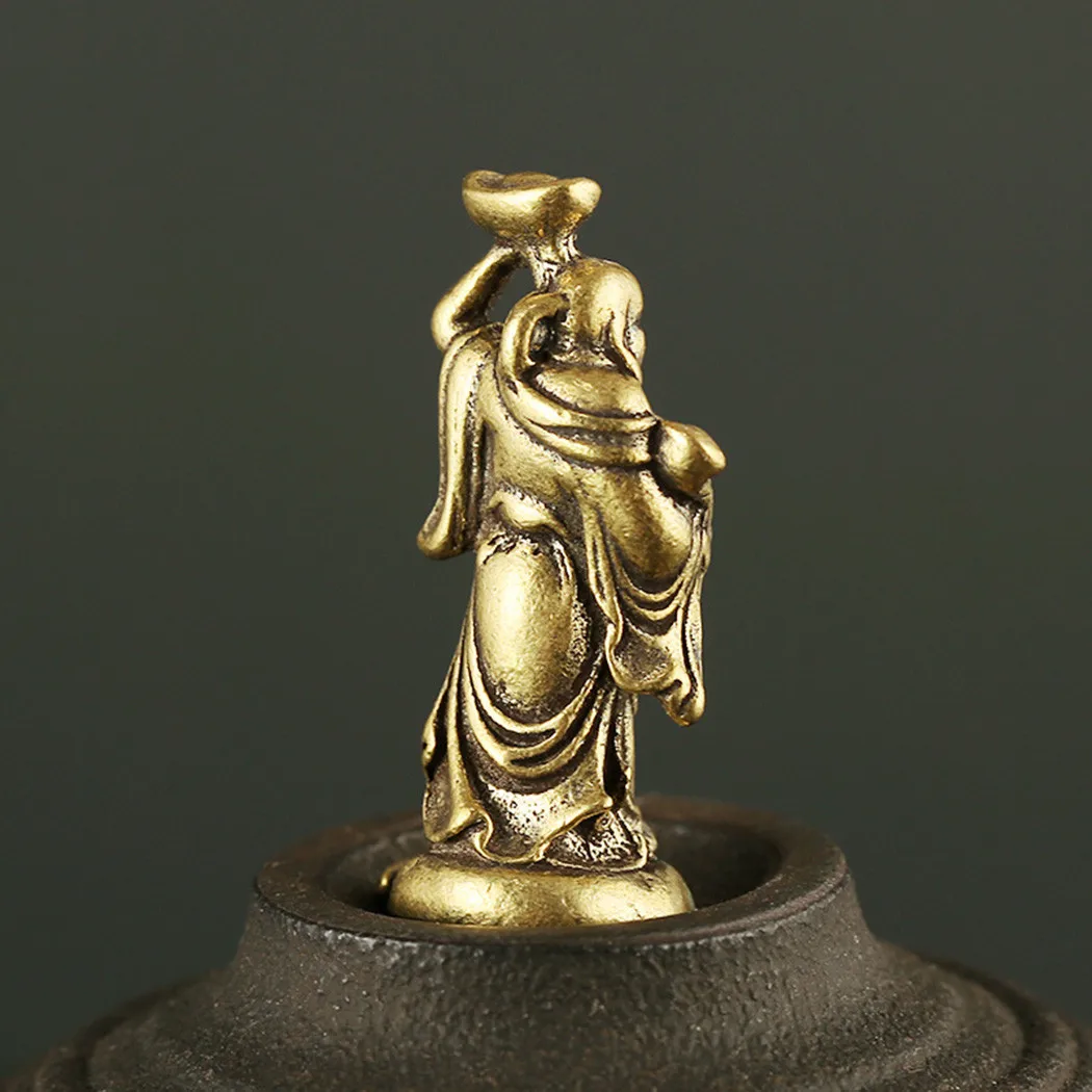 Миниатюрная латунная статуэтка Будды 1 шт. винтажный орнамент Yuanbao Maitreya брелок