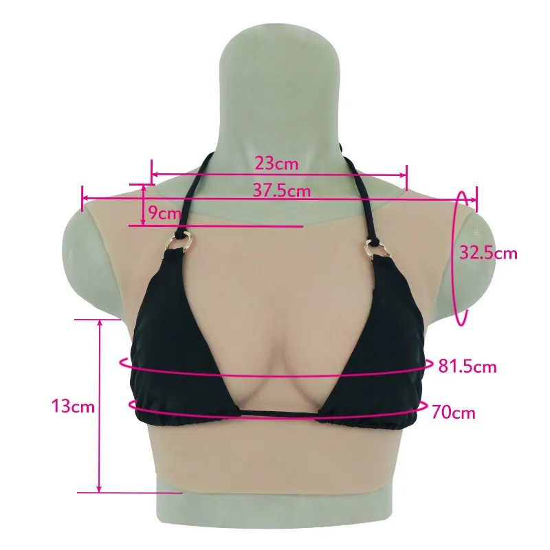New Silicone Breast Form Transgender Crossdresser Round Neck Artificial Soft Boobs B Cup Realistic Transvestite Mastectomy Bra