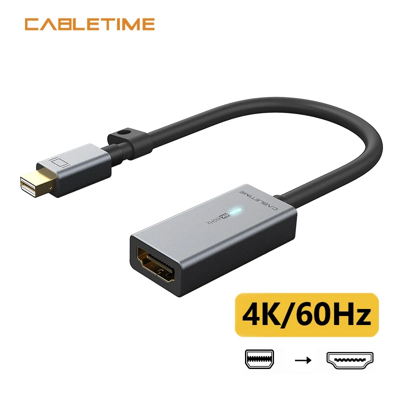 Переходник CABLETIME Mini DP/HDMI 4K/60 Гц Thunderbolt 3 совместимый с HDMI для Surface Pro 6 LenovoN359 |