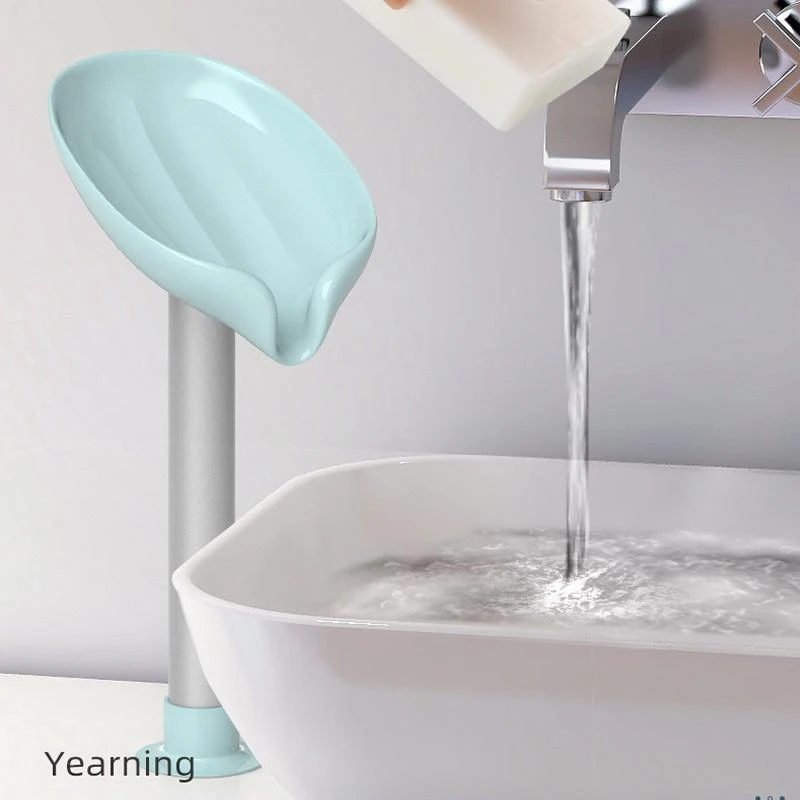 

Creative Leaf-shaped Soap Box Bathroom Organizer Soap Holder Drain Standing Perforation-Free HE