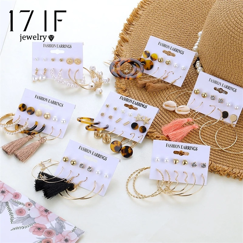 Женские серьги в богемном стиле 17IF большие геометрические капли