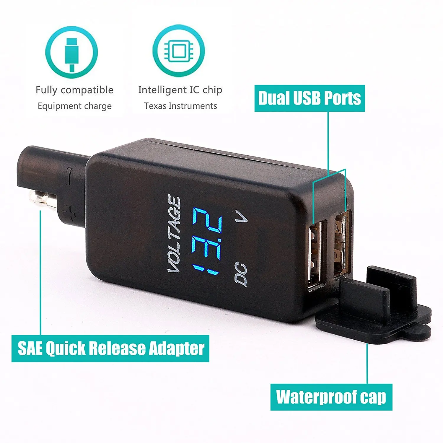 DC 12 24 В а мотоциклетное двойное зарядное устройство USB адаптер SAE к для телефона